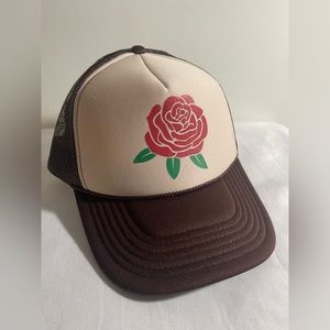 Vintage Otto Snapback Truckers Hat Brown w/ Rose
